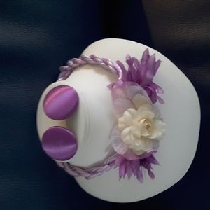16" Silk Flower Necklace with clip-on matching earrings